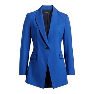 Theory Women's Etiennette Traceable One Button Blazer Lupine Blue Size 10 NWOT